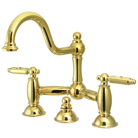 KS3912GL Restoration Bathroom Bridge Faucet, Polished Brass